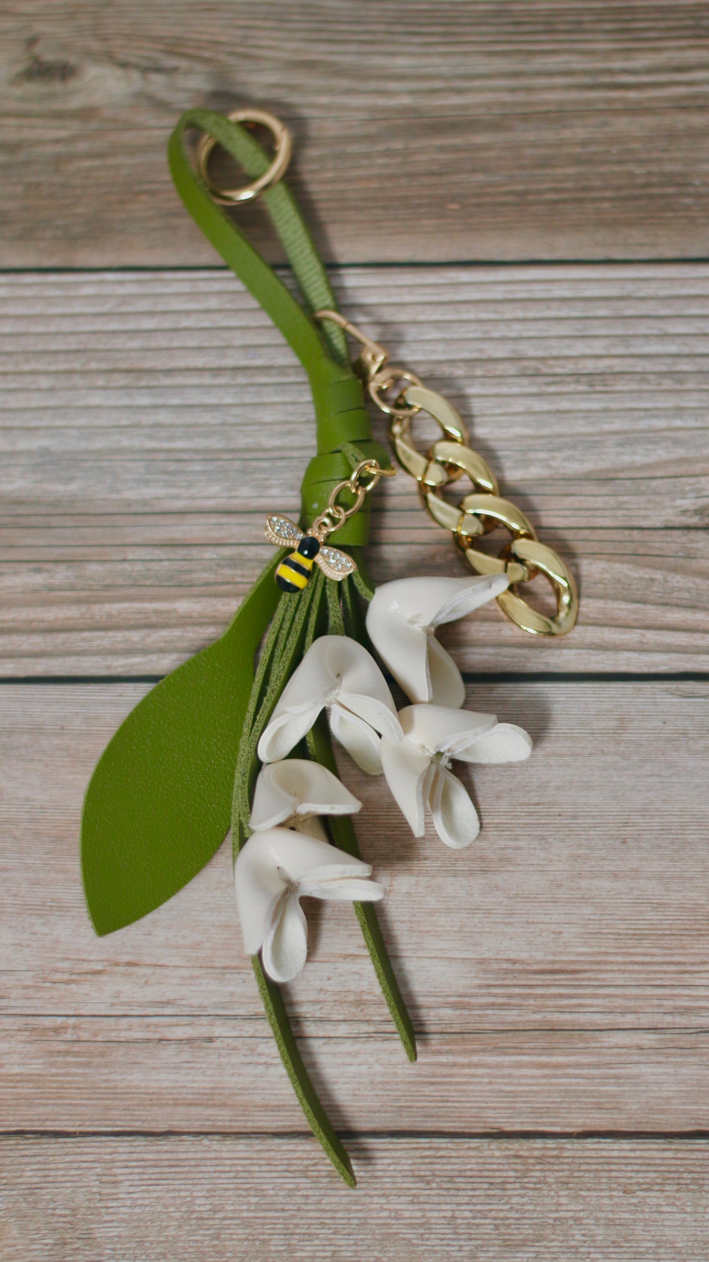 Leather Flower Bag Charm & Purse Chain