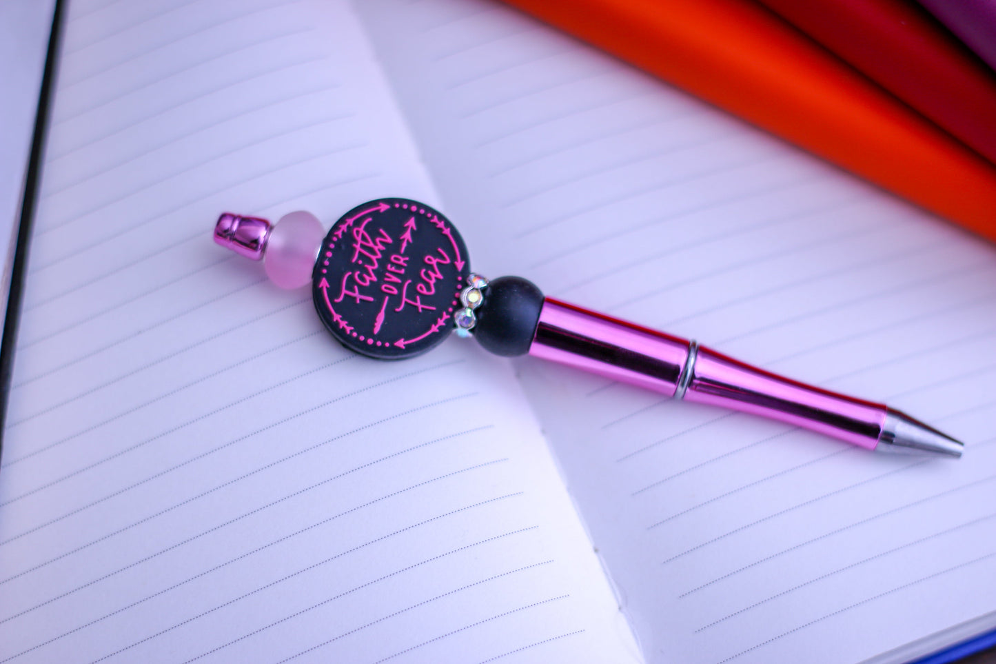 Faith Over Fear Focal on Metallic Pink Pen