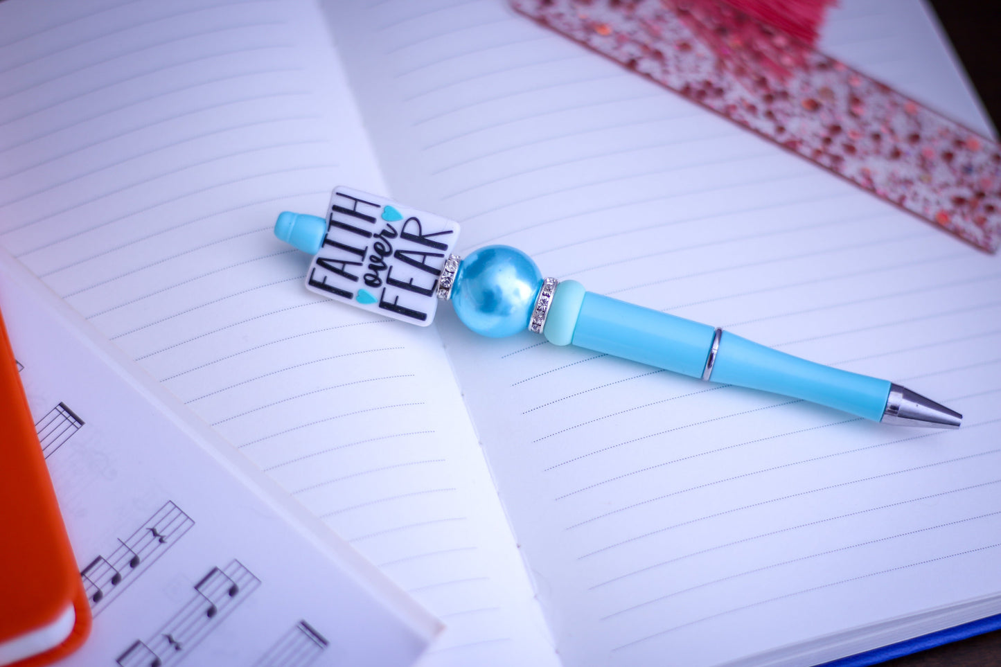 Faith over Fear Focal Light Blue Pen