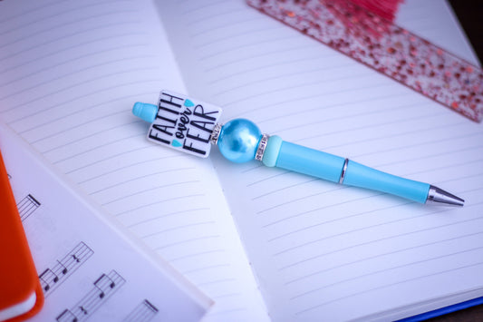 Faith over Fear Focal Light Blue Pen