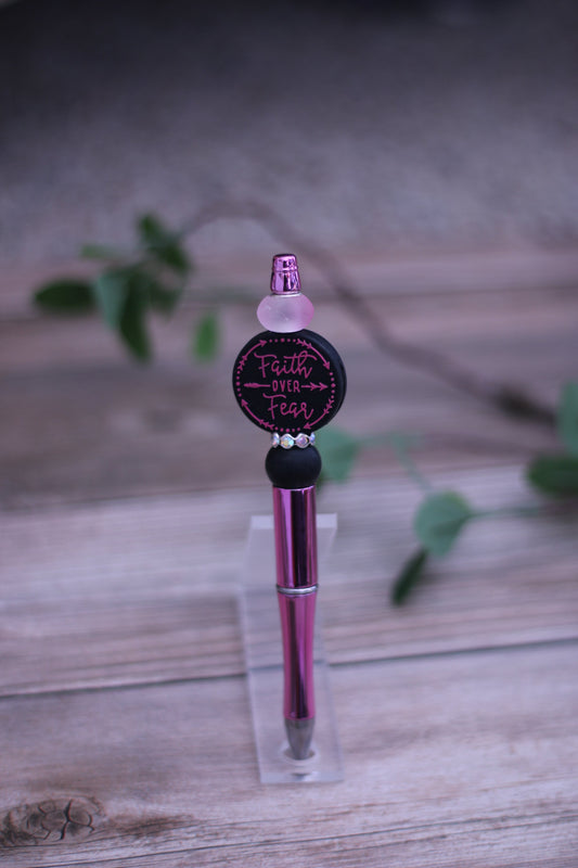 Faith Over Fear Focal on Metallic Pink Pen